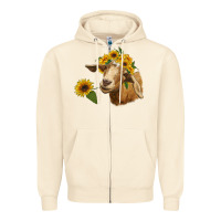 Sandshell goat with sunflower Zipper Hoodie - RanaPortraitStore