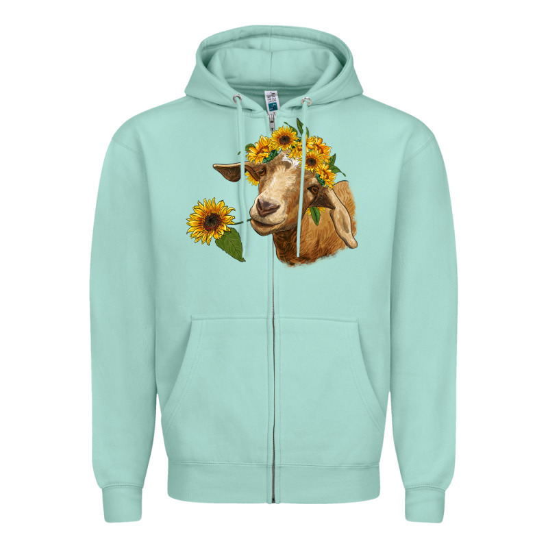 Goat With Sunflower Zipper Hoodie by RanaPortraitStore | Teevron