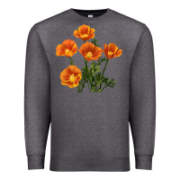 Charcoal Heather California Poppy Flower Premium Sweatshirt - RanaPortraitStore