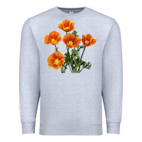 Heather Grey California Poppy Flower Premium Sweatshirt - RanaPortraitStore