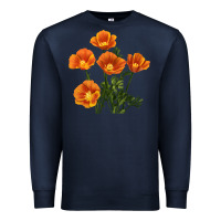 Navy California Poppy Flower Premium Sweatshirt - RanaPortraitStore