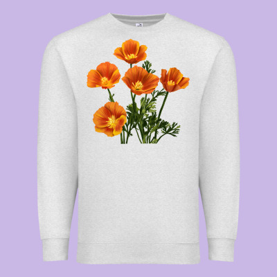 California Poppy Flower Premium Sweatshirt Designed By Ranaportraitstore
