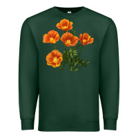 Sports Green California Poppy Flower Premium Sweatshirt - RanaPortraitStore