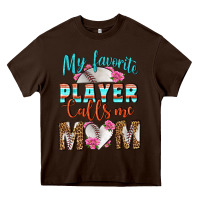 Chocolate Brown My Favorite Player Calls Me Mom Heavy Core Tee - BundleAndBundleShop