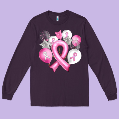 Balloons Cancer Ribbon Long Sleeve Tee Designed By Artiststas
