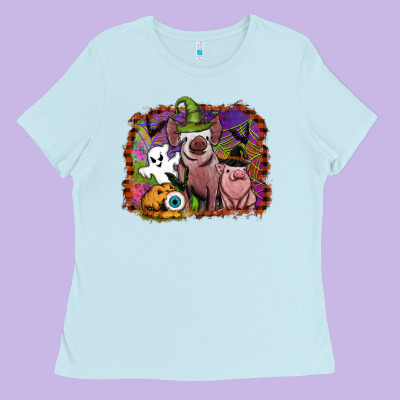 Halloween Pigs Ladies Tee Designed By Sublimationcraftshop