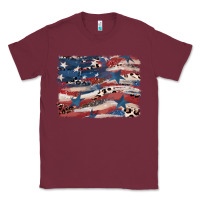 Burgundy Leopard glitter American flag Classic Tee - FaDigitalArtStudio