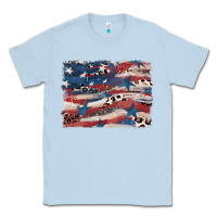 Dusty Blue Leopard glitter American flag Classic Tee - FaDigitalArtStudio