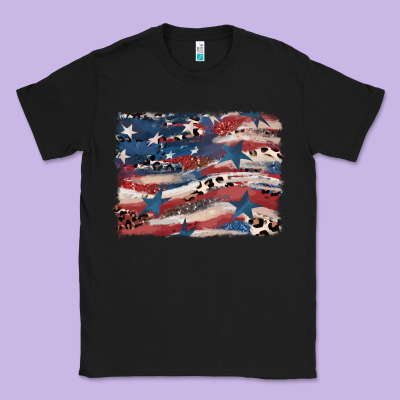 Leopard Glitter American Flag Classic Tee Designed By Fadigitalartstudio