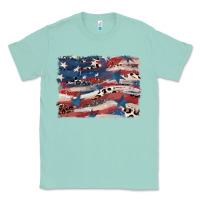 Seafoam Leopard glitter American flag Classic Tee - FaDigitalArtStudio