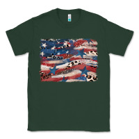 Sports Green Leopard glitter American flag Classic Tee - FaDigitalArtStudio