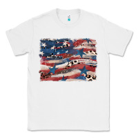 White Leopard glitter American flag Classic Tee - FaDigitalArtStudio