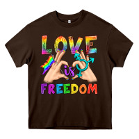 Chocolate Brown Love Is Freedom Heavy Core Tee - BundleAndBundleShop