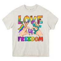 Cream Love Is Freedom Heavy Core Tee - BundleAndBundleShop