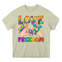Mossy Love Is Freedom Heavy Core Tee - BundleAndBundleShop
