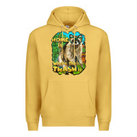 Antique Gold raccoon home is where the trash is Premium Hoodie - BarkalooDesign