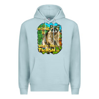 Blue Mist raccoon home is where the trash is Premium Hoodie - BarkalooDesign