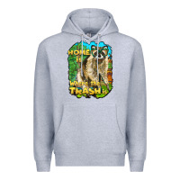 Heather Grey raccoon home is where the trash is Premium Hoodie - BarkalooDesign
