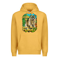Mustard raccoon home is where the trash is Premium Hoodie - BarkalooDesign