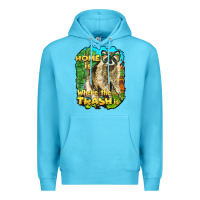 Ocean Blue raccoon home is where the trash is Premium Hoodie - BarkalooDesign