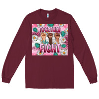 Burgundy Breast Cancer Together Fight Long Sleeve Tee - Artiststas