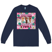Navy Breast Cancer Together Fight Long Sleeve Tee - Artiststas