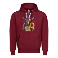 Burgundy dark goat Zipper Hoodie - RanaPortraitStore