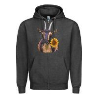 Charcoal Heather dark goat Zipper Hoodie - RanaPortraitStore