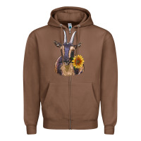 Chestnut dark goat Zipper Hoodie - RanaPortraitStore
