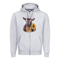 Heather Grey dark goat Zipper Hoodie - RanaPortraitStore