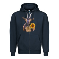 Navy dark goat Zipper Hoodie - RanaPortraitStore