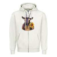 Oatmeal Heather dark goat Zipper Hoodie - RanaPortraitStore