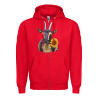 Red dark goat Zipper Hoodie - RanaPortraitStore