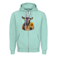Seafoam dark goat Zipper Hoodie - RanaPortraitStore