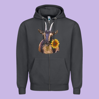Dark Goat Zipper Hoodie Designed By Ranaportraitstore