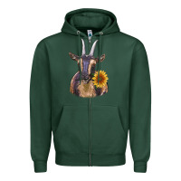 Sports Green dark goat Zipper Hoodie - RanaPortraitStore