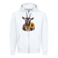White dark goat Zipper Hoodie - RanaPortraitStore