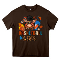 Chocolate Brown basketball life messy bun Heavy Core Tee - FaDigitalArtStudio