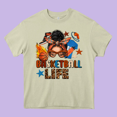 Basketball Life Messy Bun Heavy Core Tee Designed By Fadigitalartstudio