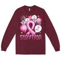 Burgundy Balloons cancer ribbon survivor Long Sleeve Tee - Artiststas