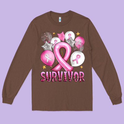 Balloons Cancer Ribbon Survivor Long Sleeve Tee Designed By Artiststas