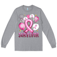 Heather Grey Balloons cancer ribbon survivor Long Sleeve Tee - Artiststas