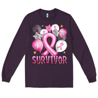 Plum Balloons cancer ribbon survivor Long Sleeve Tee - Artiststas
