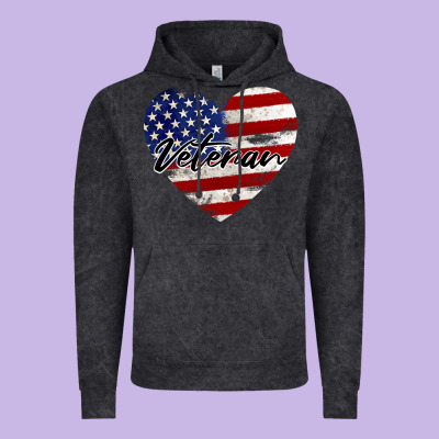 Veteran Heart American Flag Vintage Hoodie Designed By Barkaloodesign