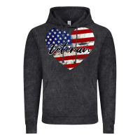 Vintage Black veteran heart american flag Vintage Hoodie - BarkalooDesign