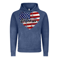 Vintage Denim veteran heart american flag Vintage Hoodie - BarkalooDesign