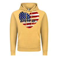 Vintage Mustard veteran heart american flag Vintage Hoodie - BarkalooDesign