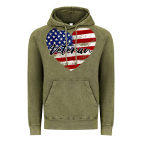 Vintage Olive veteran heart american flag Vintage Hoodie - BarkalooDesign