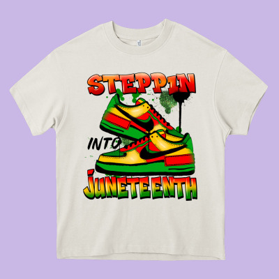 Steppin' Into Juneteenth Heavy Core Tee Designed By Fadigitalartstudio