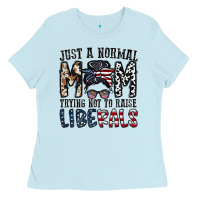 Baby Blue just a regular mom trying not to raise liberals Ladies Tee - CowhideDigitalArt